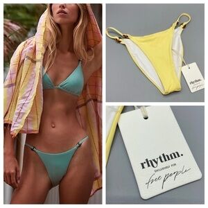 New! Free People x rhythm swim ring itsy pant bikini bottom lemon 1902